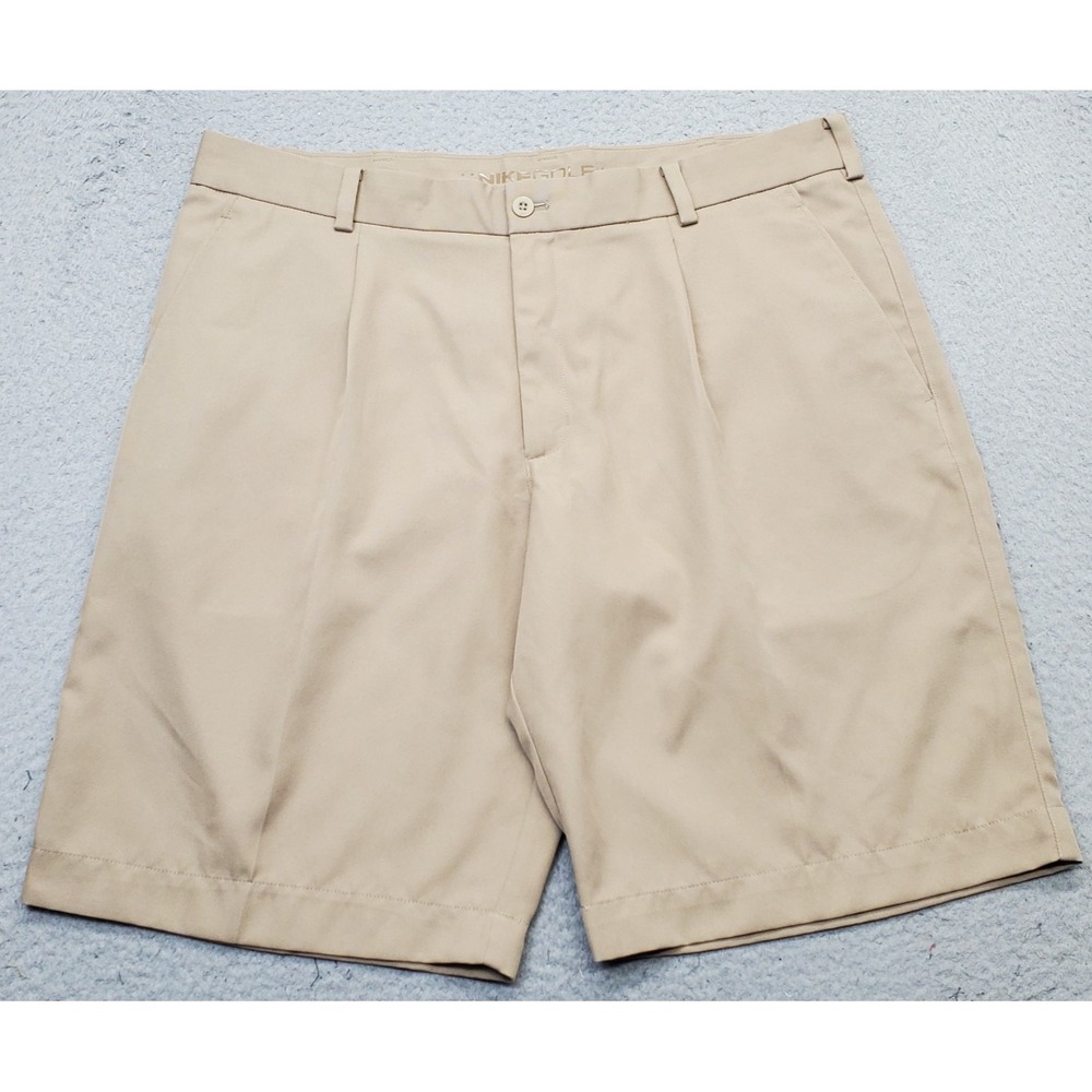 Nike Golf Shorts Mens 36 Brown Pleated Performance Classic Fit Slash Pocket
